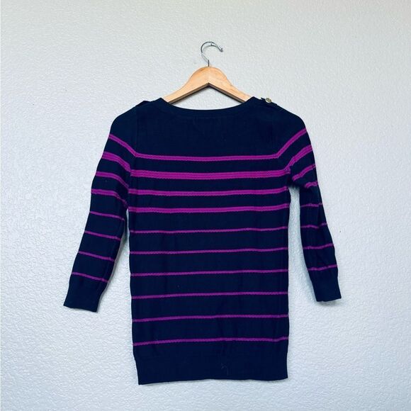Banana Republic Navy Blue Nautical Stripe Knit Sweater Top XS - Picture 2 of 3